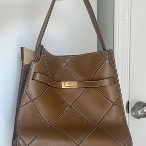 Tory Burch Quilted Brown Leather Tote